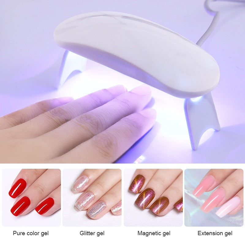 6W White UV LED Lamp Nail Dryer Portable Micro USB Cable Home Use Nail Gel Polish Dryer Machine Mini USB Lamp Nail Tool