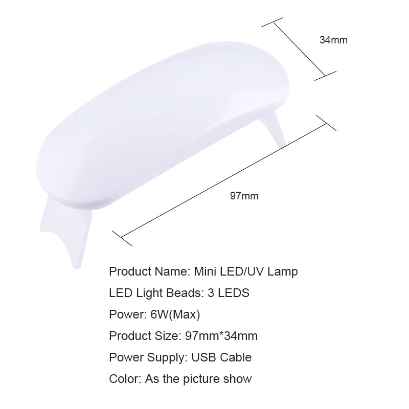 6W White UV LED Lamp Nail Dryer Portable Micro USB Cable Home Use Nail Gel Polish Dryer Machine Mini USB Lamp Nail Tool
