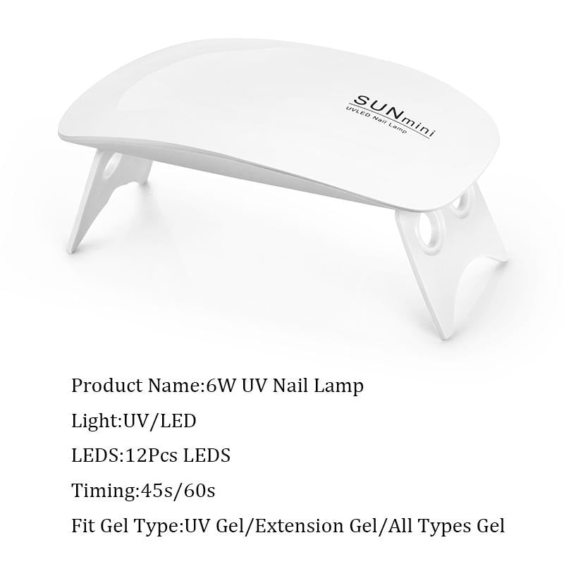 6W White UV LED Lamp Nail Dryer Portable Micro USB Cable Home Use Nail Gel Polish Dryer Machine Mini USB Lamp Nail Tool