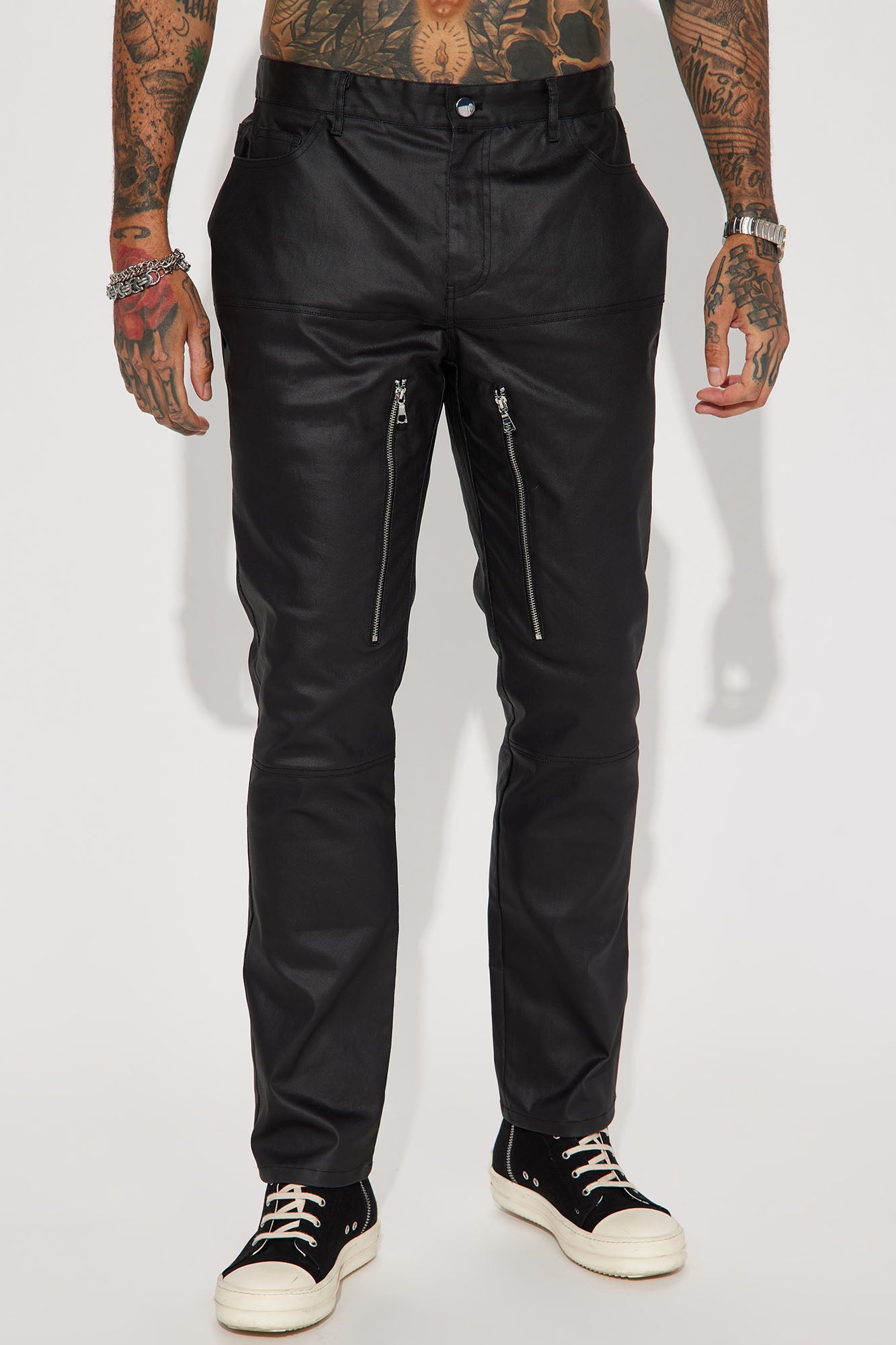 For The Night Waxed Straight Pants - Black