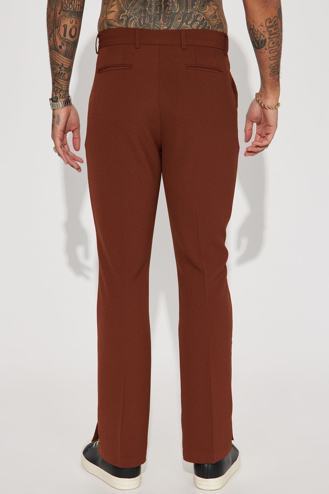 Golden Hour Slit Flare Trousers - Brown