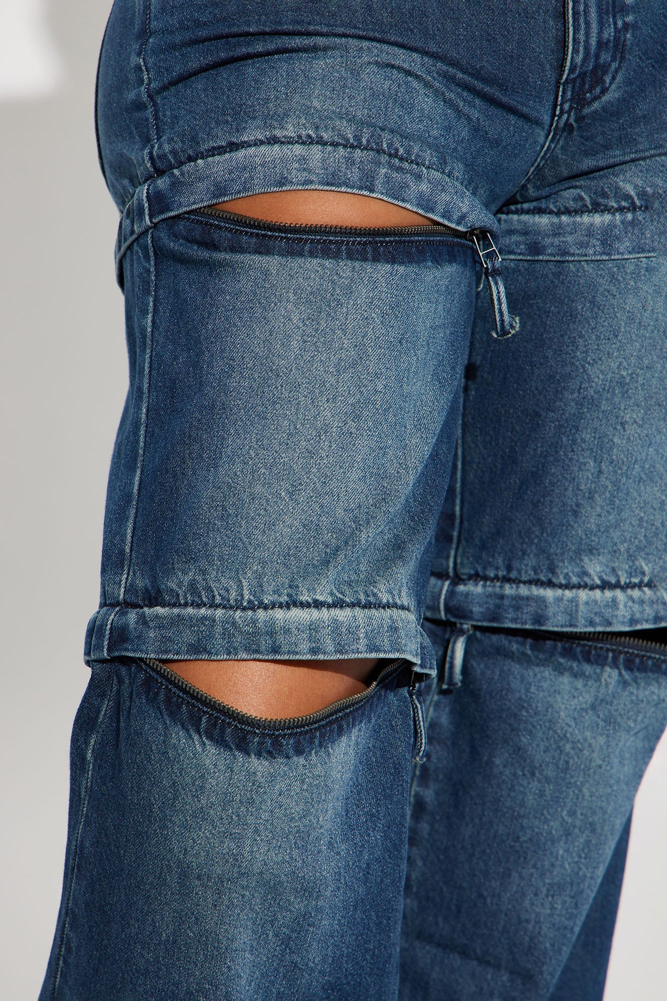 Cali Convertible Zip Wide Leg Jeans - Dark Wash