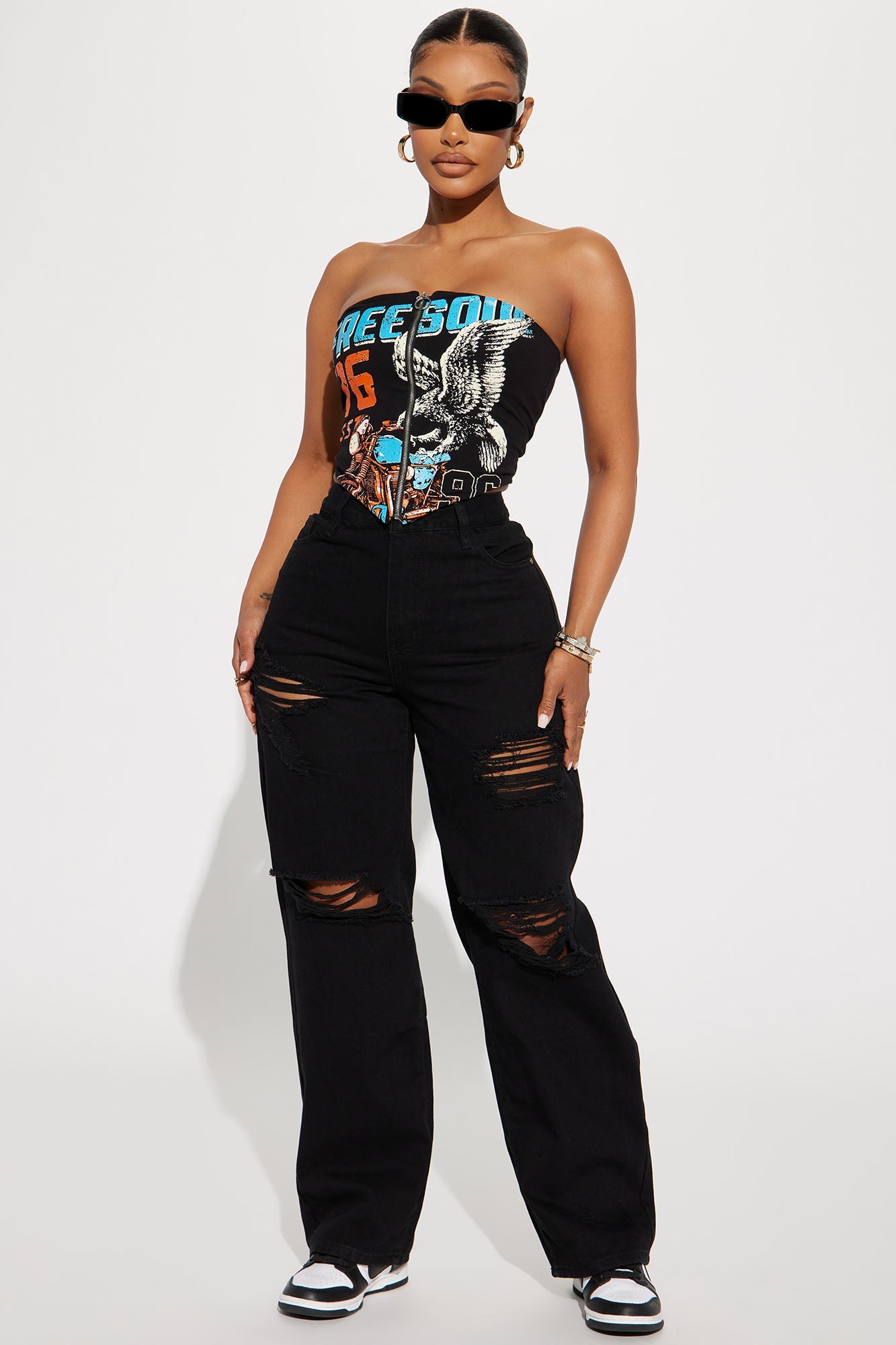 Whatever You Say Ripped Wide Leg Jean - Black