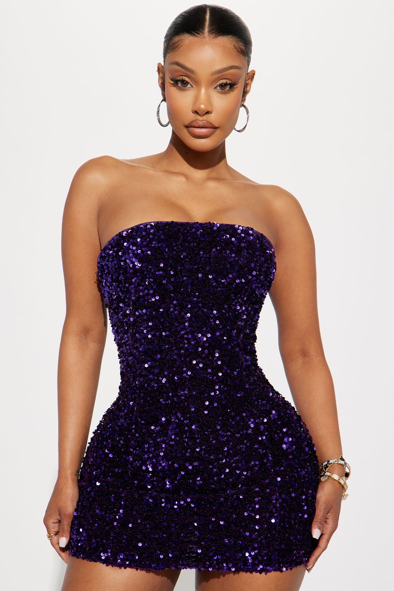 Kara Sequin Mini Dress - Purple
