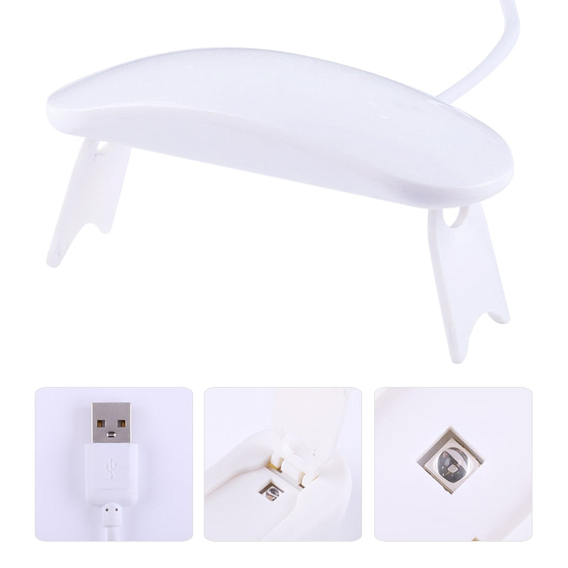 6W White UV LED Lamp Nail Dryer Portable Micro USB Cable Home Use Nail Gel Polish Dryer Machine Mini USB Lamp Nail Tool